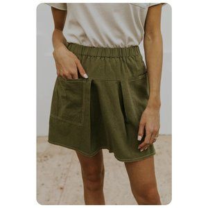 NWT Roolee Wishlist Start Of Something New Skirt in Olive Green sz L